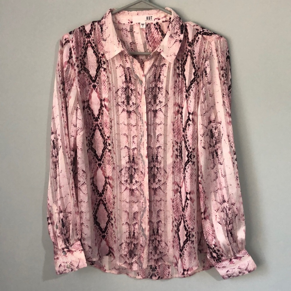 Kut From The Kloth Cream/Rose Button Down Top